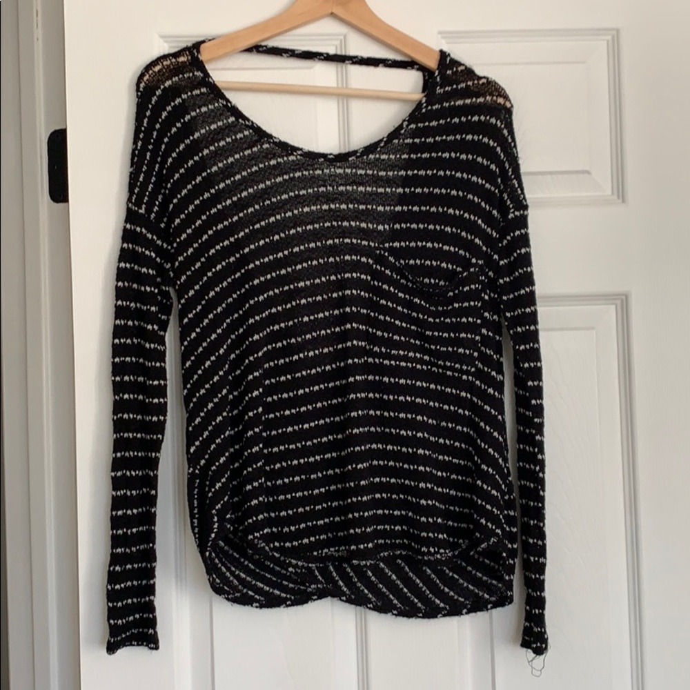 Free People Striped Low Back Sweater